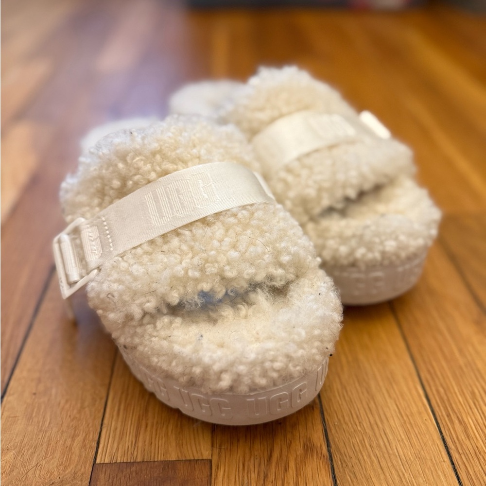 UGG Cream Cozy Sherpa Slippers with Platform Sole